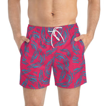 Load image into Gallery viewer, Berry Wavey Swim Trunks